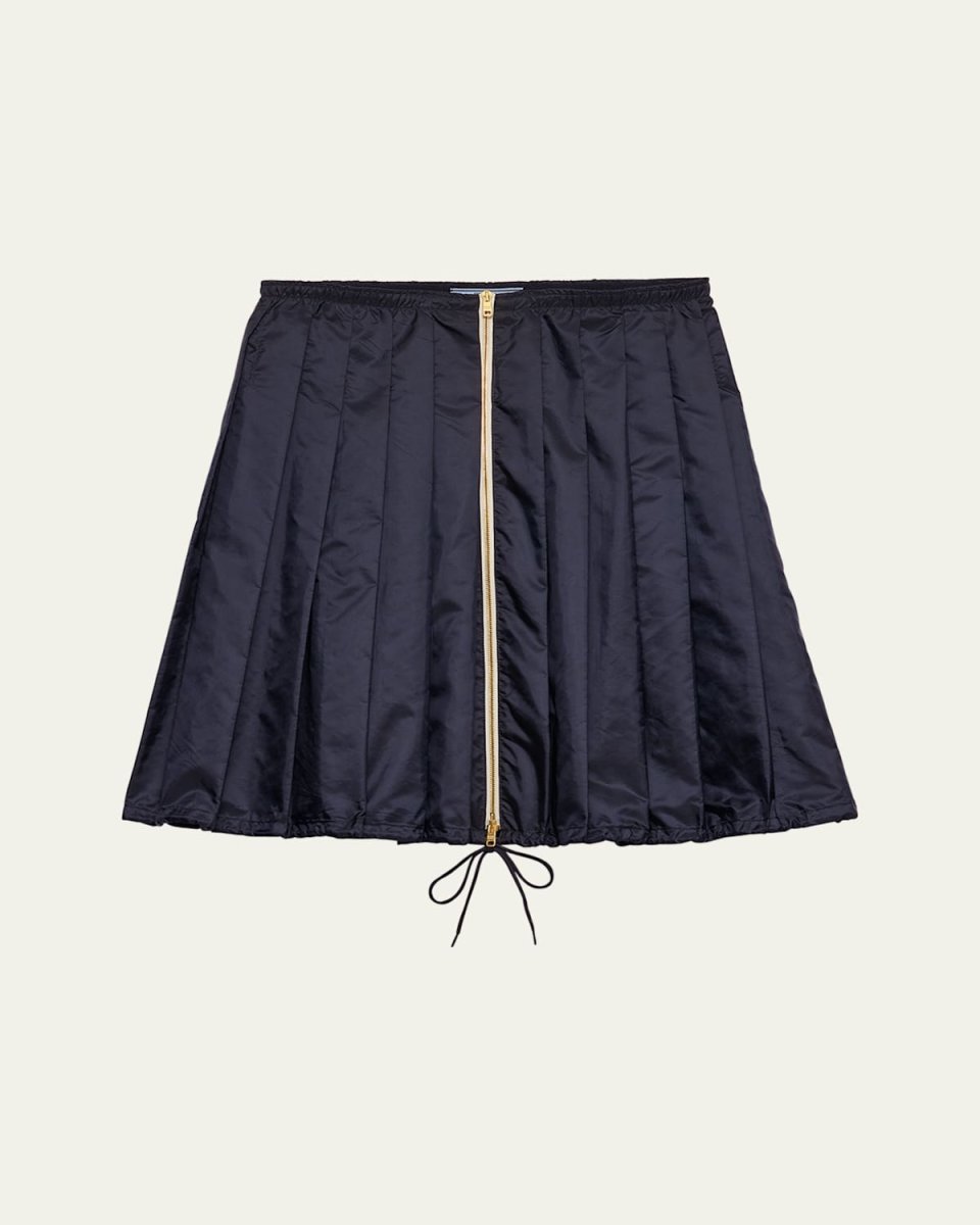 Pleated Re-Nylon Drawstring Skirt